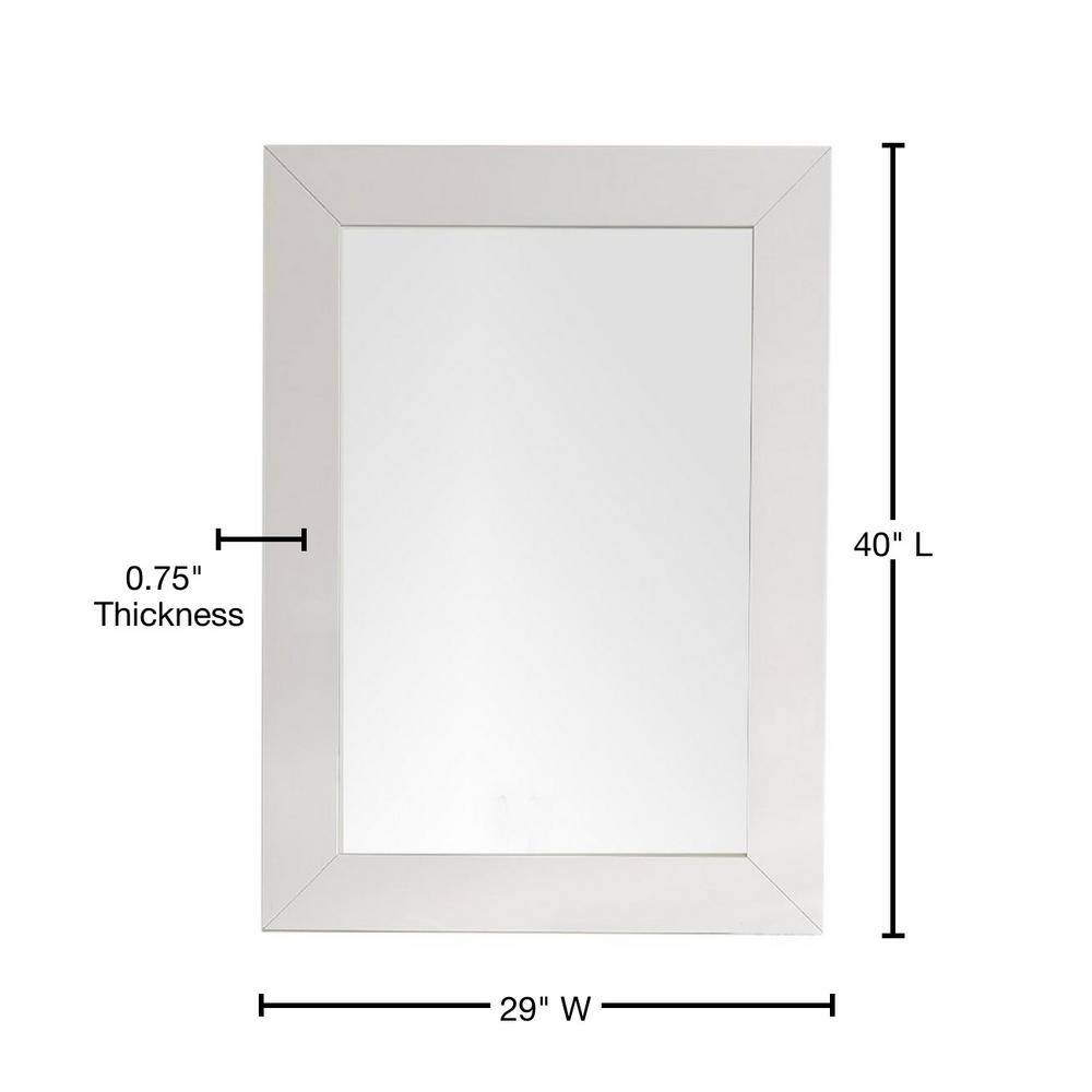 Bright White Transitional Rectangular Wood Framed Mirror 40"x29"