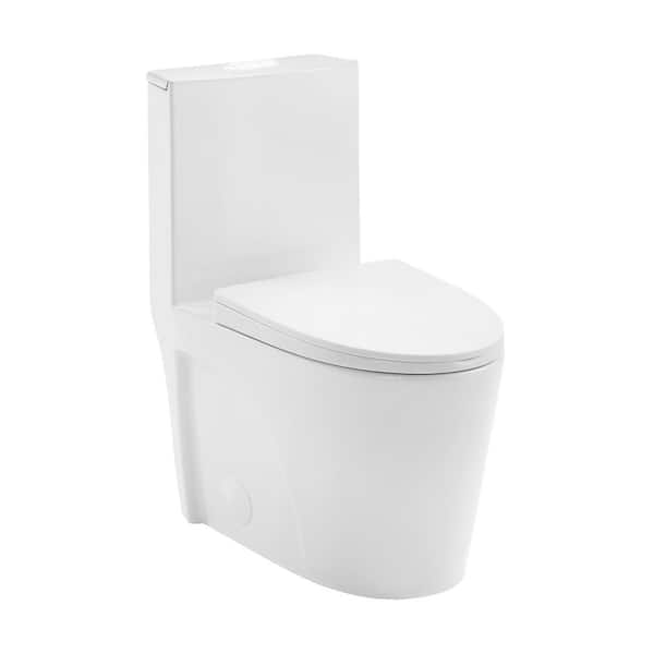 St. Tropez 1-Piece 1.1/1.6 GPF Dual Flush Elongated Toilet in Glossy White