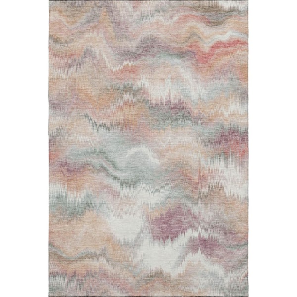 Mayfield Premium Machine Washable Abstract AMF2258 Peach 9 ft. x 12 ft. Area Rug