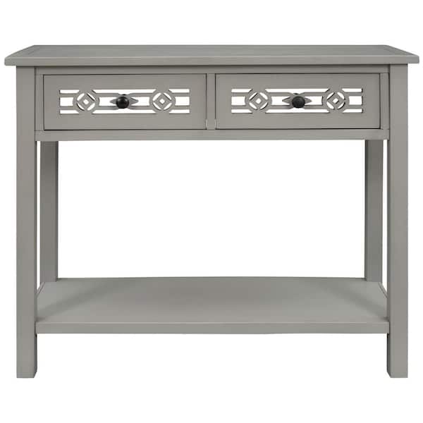 ATHMILE 35.4 in. Sliver Standard Rectangle Wood Console Table