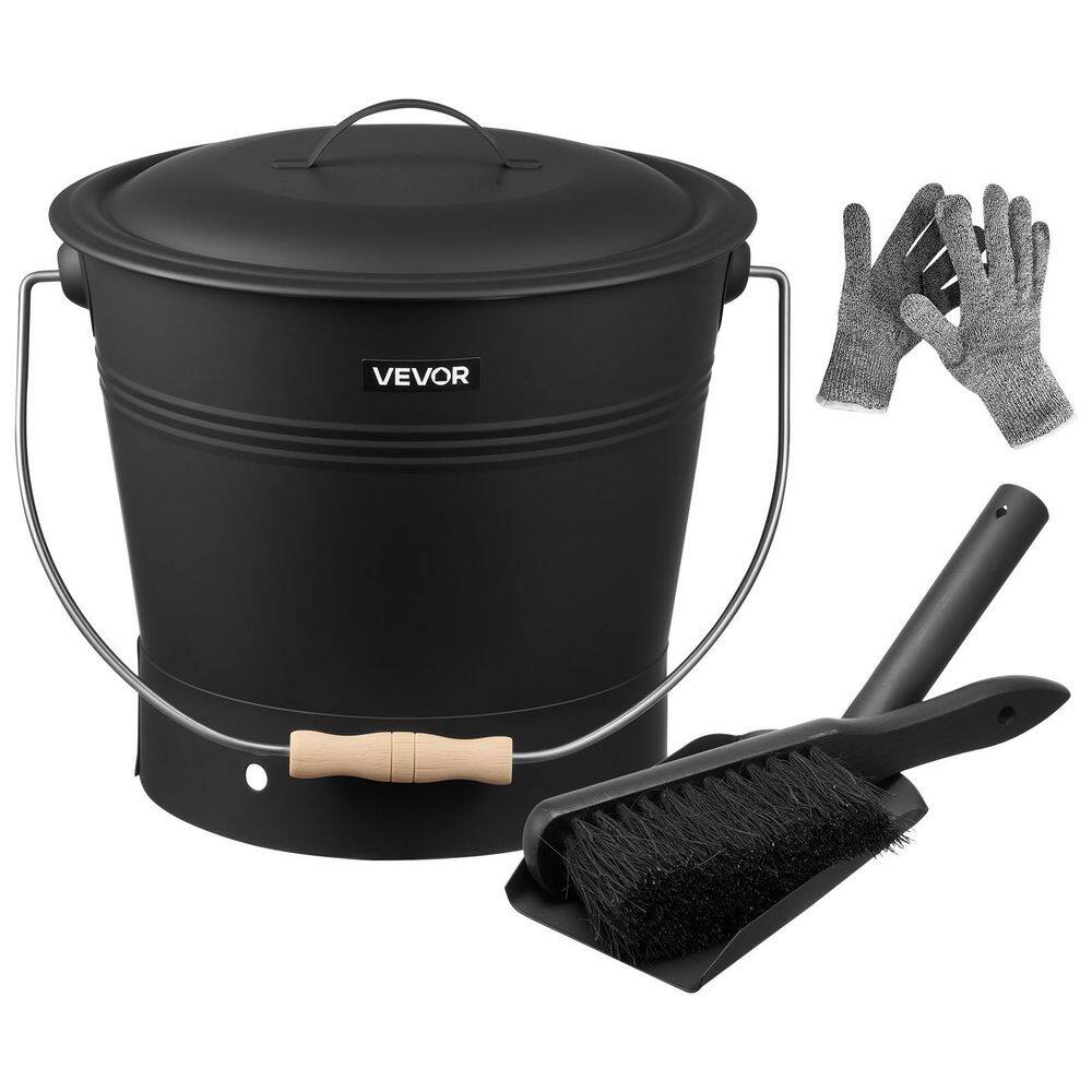 Ash Bucket, 4 Pcs with Lid, Shovel, Broom & Gloves, Metal Fireplace Charcoal Bucket and Ash Can, 2.6 Gal. Large Capacity price history on PriceWatchPro