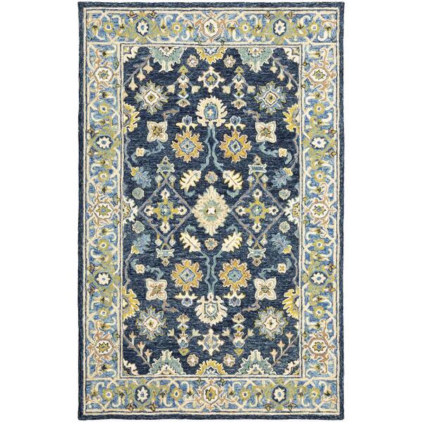 AVERLEY HOME Maddison Navy/Blue 5 ft. x 8 ft. Floral Traditional Area Rug