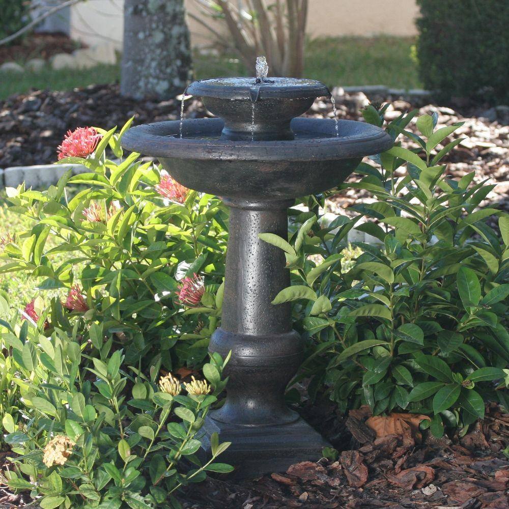 Chatsworth Bronze Solar Powered 2-Tier Outdoor Fountain