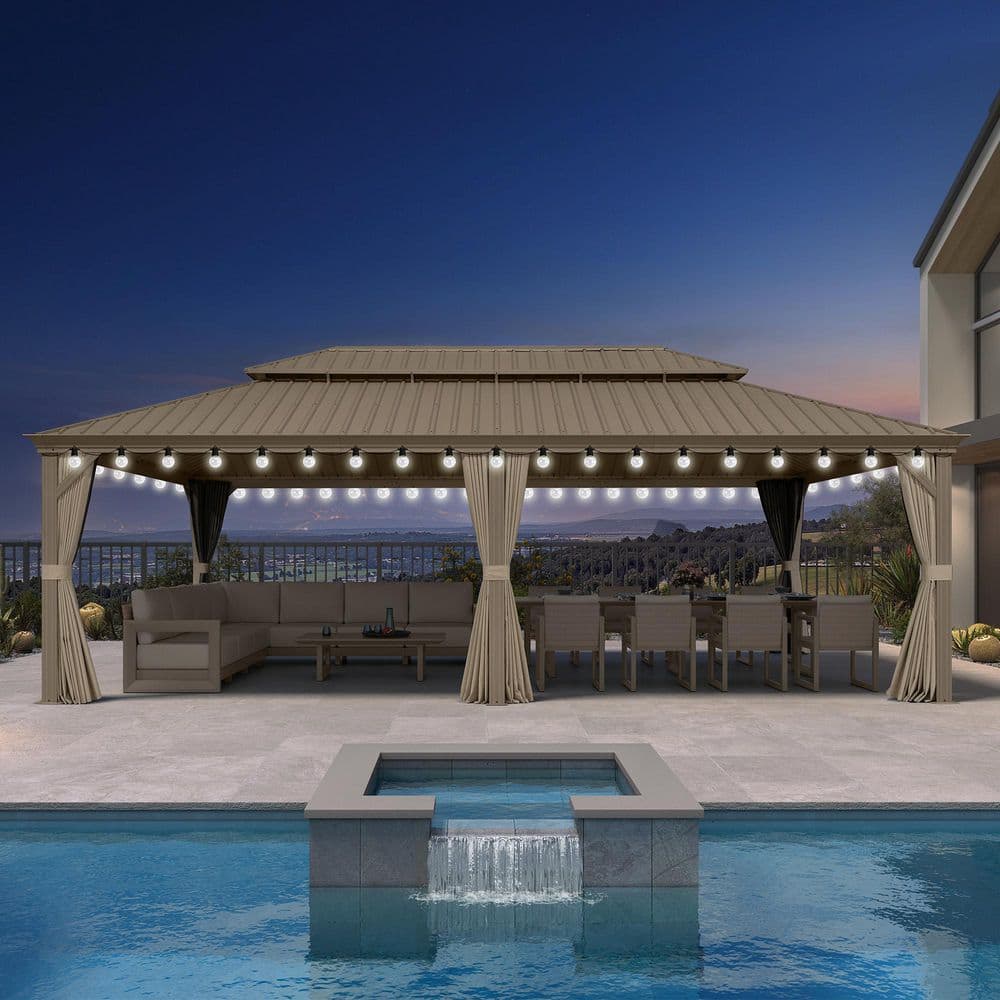 PURPLE LEAF 14 ft.x 24 ft.Champagne Luxury Aluminum Frame Hardtop