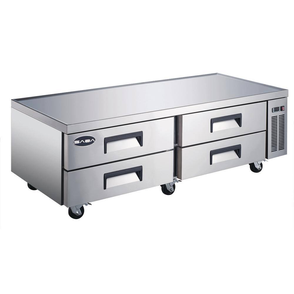 Sab Fridge SABA 72.5 in. W 16 cu. ft. Commercial Chef Base Refrigerator Cooler in ...