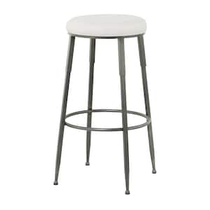 30 in. Gray Counter Stool with Cream Cotton Seat