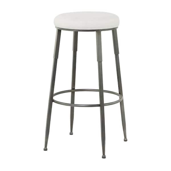 Litton Lane 30 in. Gray Counter Stool with Cream Cotton Seat