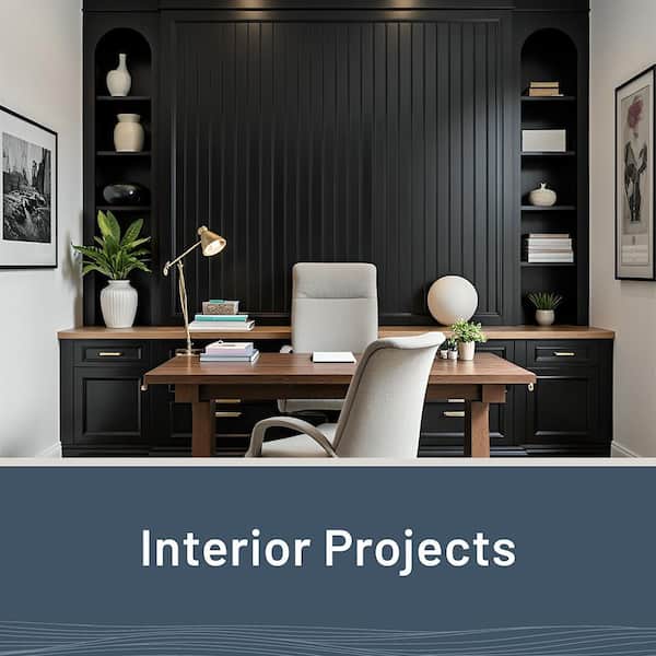 1 in. x 6 in. x 8 ft. Timeless Midnight Black Smooth Painted Edge & Center Bead Wood Pine Accent Board (6-Pack)