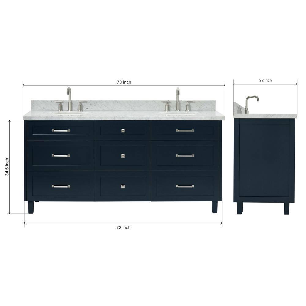 Midnight Blue Double Sink Bathroom Vanity with Marble Top