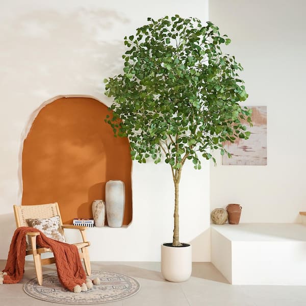 DR.Planzen 10 ft. Artificial Ficus Tree with White Planter, Large