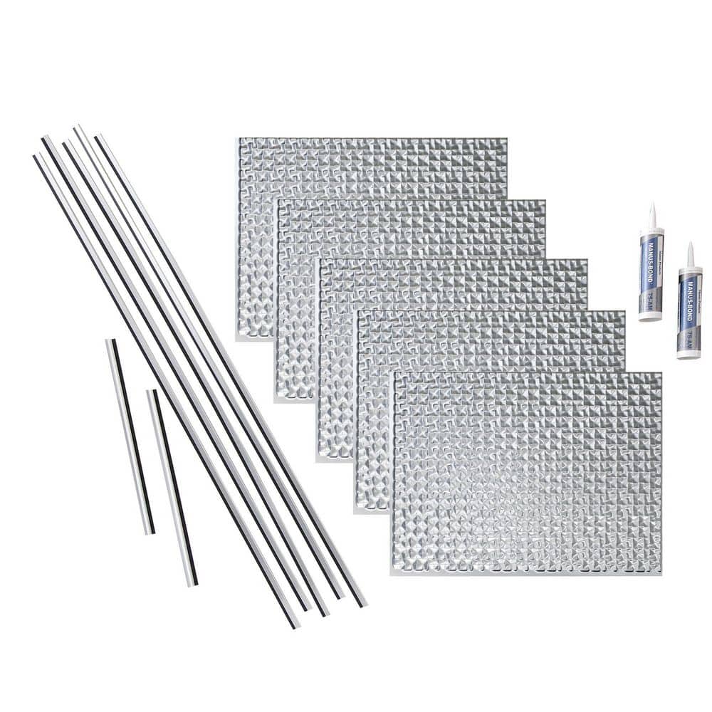 Brushed Aluminum Textured Vinyl Backsplash Kit, 24" x 18"
