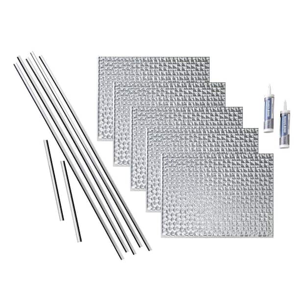 Fasade Terrain 18 in. x 24 in. Brushed Aluminum Vinyl Decorative Wall Tile Backsplash 15 sq. ft. Kit