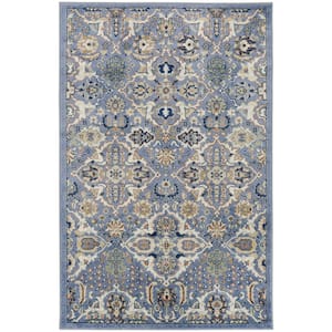 Allur Light Blue 4 ft. x 6 ft. Abstract Medallion Transitional Area Rug