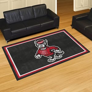 NC State Wolfpack Black 5ft. x 8 ft. Plush Area Rug