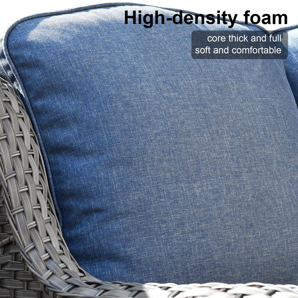 Orlando 8-Piece Denim Blue Cushioned Wicker Patio Sofa Set