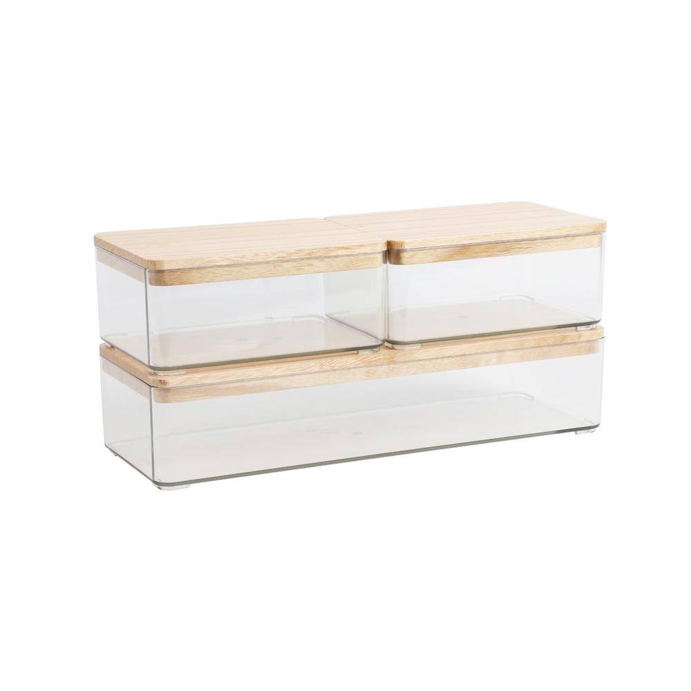 MARTHA STEWART Clear/Light Natural Desk Organizer Set of 3 - 2 Small/1 Large