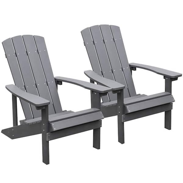 Anvil Grey Outdoor Adirondack Chair, Weather Resistant HIPS Plastic Patio Lounge Chairs Set of 2 for Pool Garden