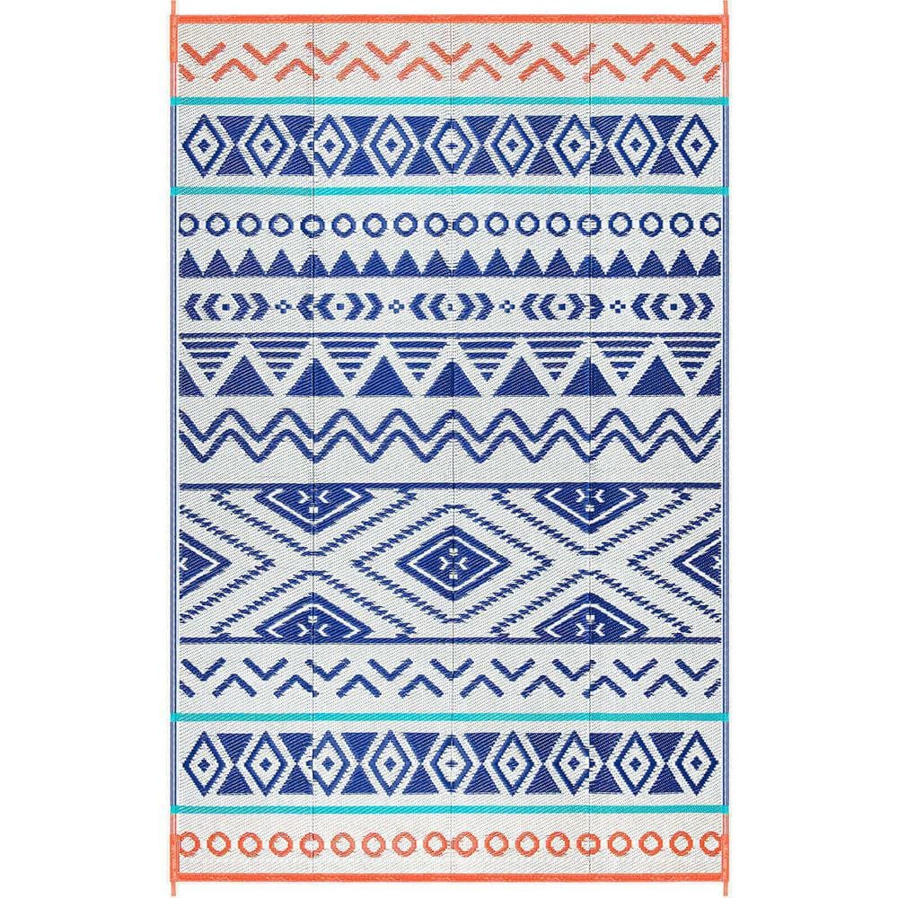 5 ft. x 8 ft. Outdoor Durable Waterproof Plastic Straw Area Rug for Patio, Backyard Porch and Camping, Blue and Red price history on PriceWatchPro