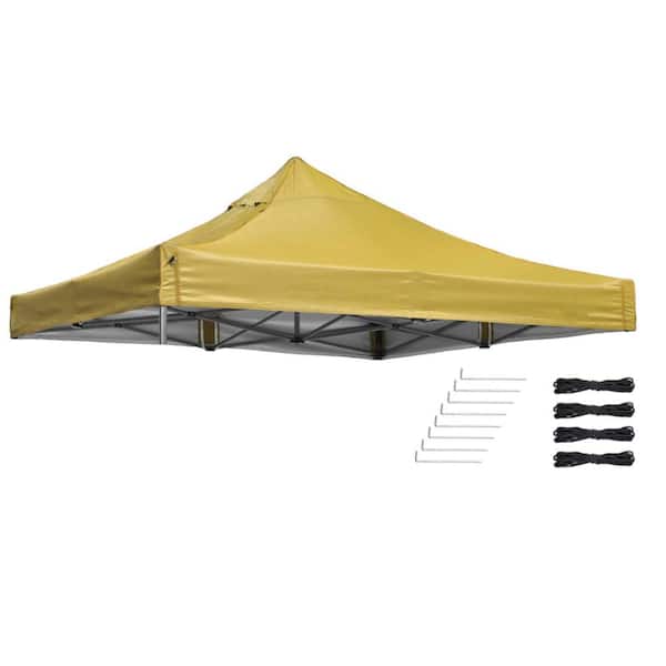 Zeus & Ruta 9.6 ft x 9.6 ft Yellow Gazebo Replacement Canopy Gazebo Top Replacement Mineral
