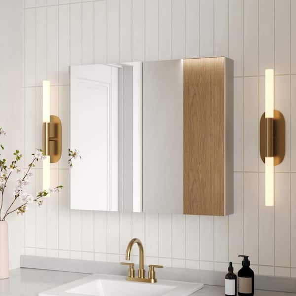 30 in. W x 26 in. H Rectangular Aluminum Double-Door Surface Mount Bathroom Medicine Cabinet with Mirror