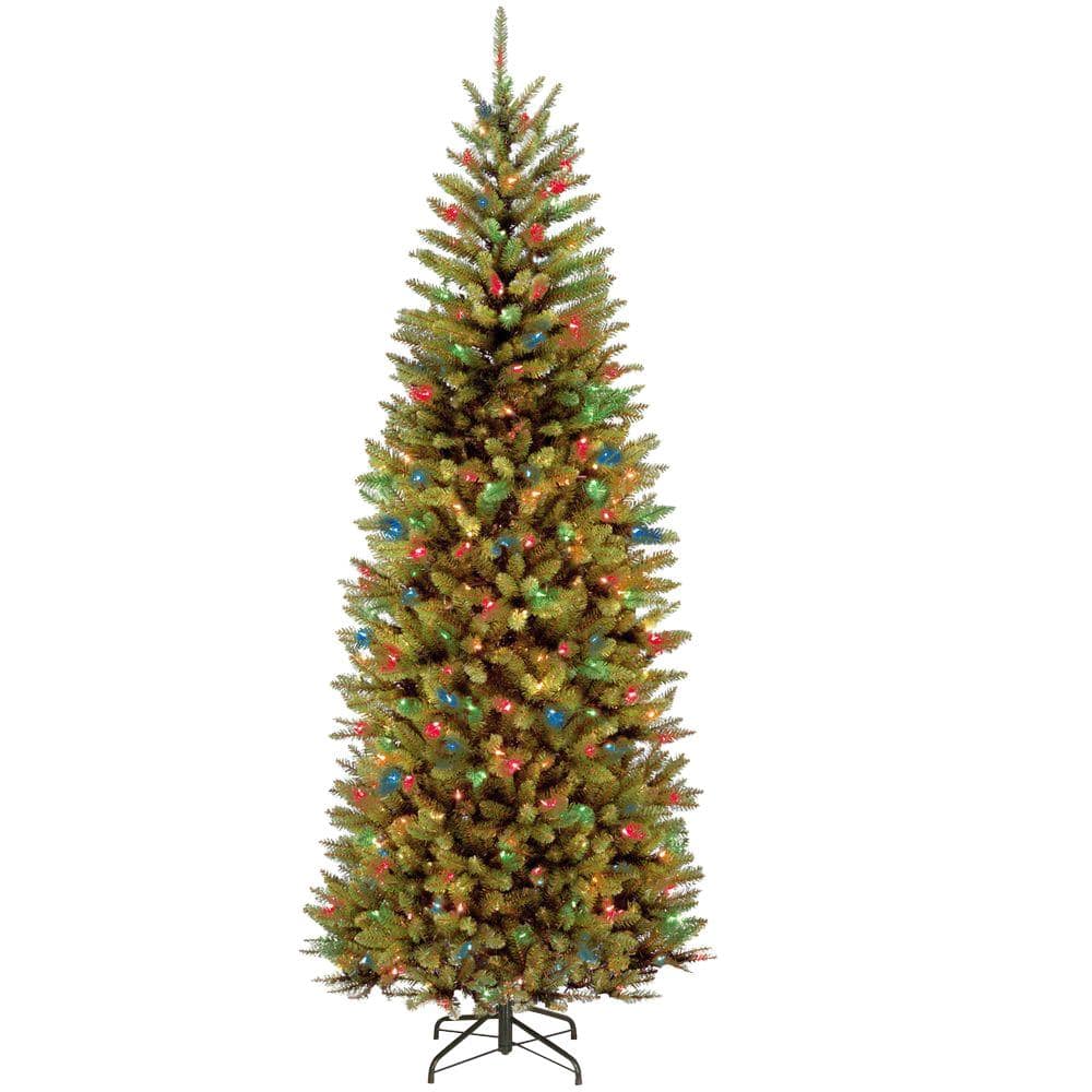 7.5ft Slim Kingswood Fir Pre-Lit Christmas Tree with Multicolor LED Lights