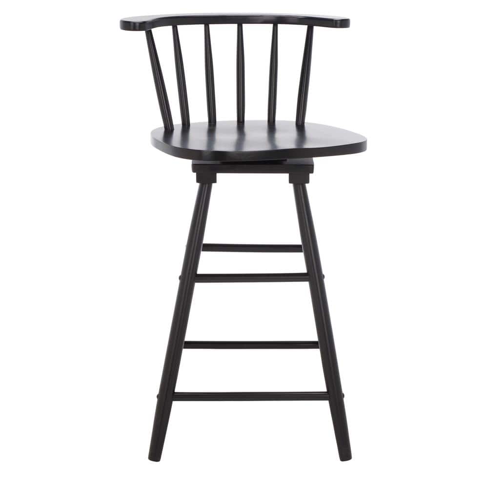 Black Swivel Backless Wood and Metal Counter Stool