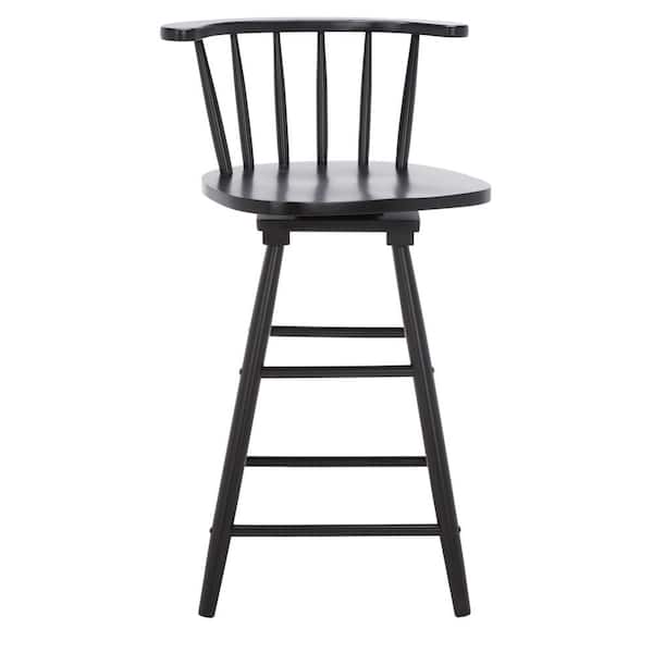 Ray 25 in. Black Low Back Wood Frame Swivel Counter Stool