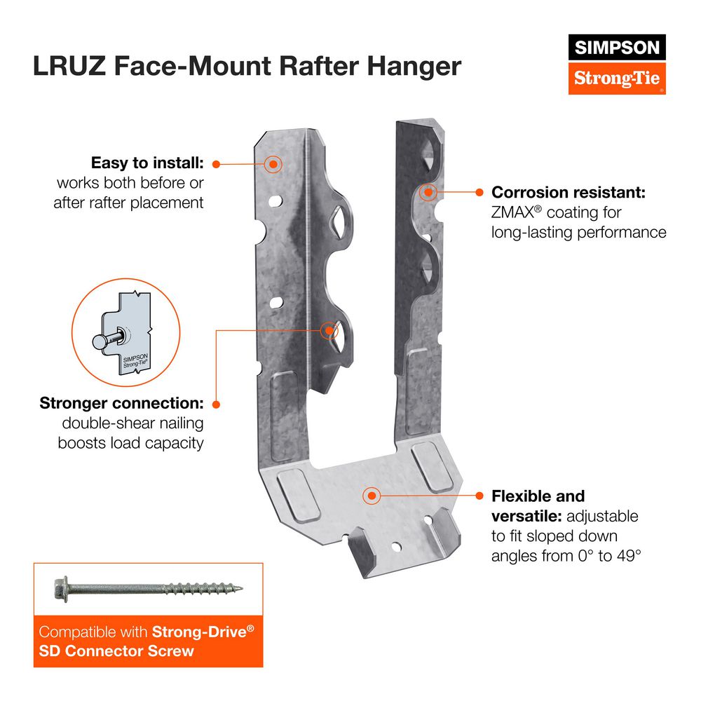 Simpson Strong-Tie LRUZ ZMAX Galvanized Slopeable Light Rafter U