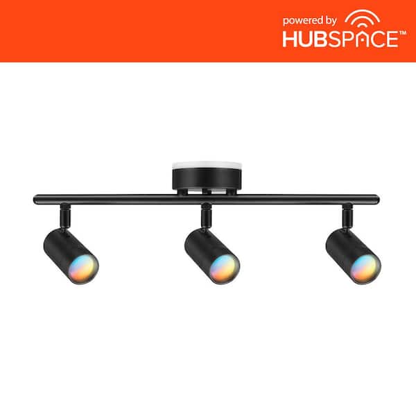 Hampton Bay Boedy 2 ft. 3-Light Smart Matte Black Integrated LED Fixed Track Lighting Kit with Night Light Powered by Hubspace