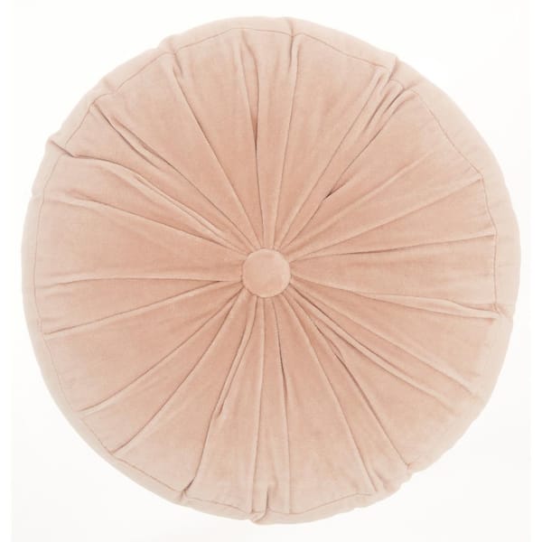Mina Victory Sofia Blush Ruched Velvet 16 in. x 16 in. Round Throw Pillow