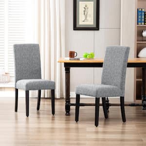 Nina Side Chair Linen Fabric Upholstered Kitchen Dining Chair, Gray
