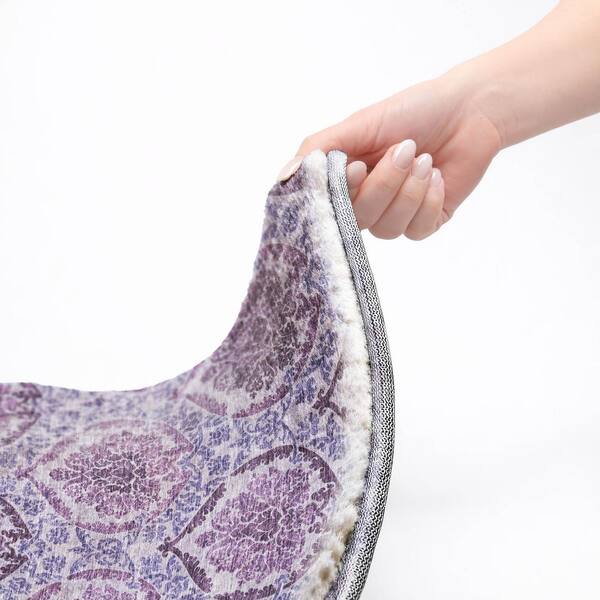 Dream Shag Premium Machine Washable Abstract ADS811 Eggplant 3 ft. x 5 ft. Area Rug