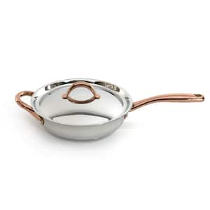 Ouro Gold 9.5 in. Stainless Steel Deep Skillet with SS Lid and 2-Side Handles