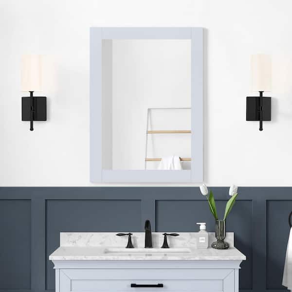 Home Decorators Collection Cherrydale 24 in. W x 32 in. H Rectangular Framed Wall Mount Bathroom Vanity Mirror in Light Blue