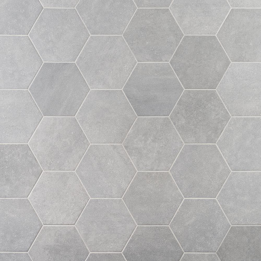 Ivy Hill Tile Sanskrit Gray Hex 4 in. x 0.35 in. Matte Porcelain Floor ...