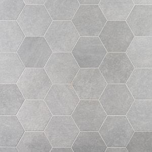 Sanskrit Gray Hex 4 in. x 0.35 in. Matte Porcelain Floor and Wall Tile Sample