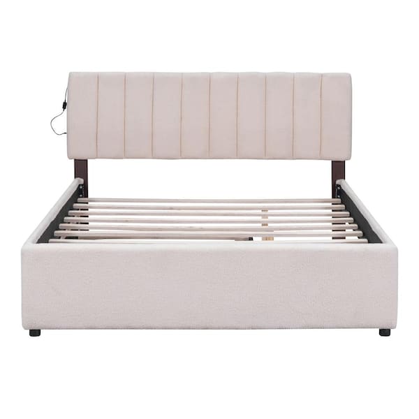 Latitude Run® Teddy Fleece Queen Size Upholstered Platform Bed