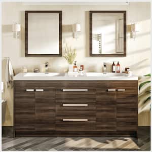Lugano 60 in. W x 19 in. D x 36 in. H Double Bath Vanity in Gray Oak with White Acrylic Top with White Integrated Sinks