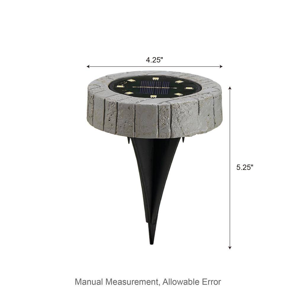 Set of Six Gray LED Solar Pathway Lights with Faux Granite Finish