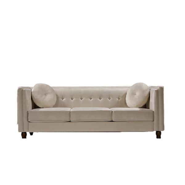 US Pride Furniture Angie Ivory Classic Kittleson Chesterfield Sofa