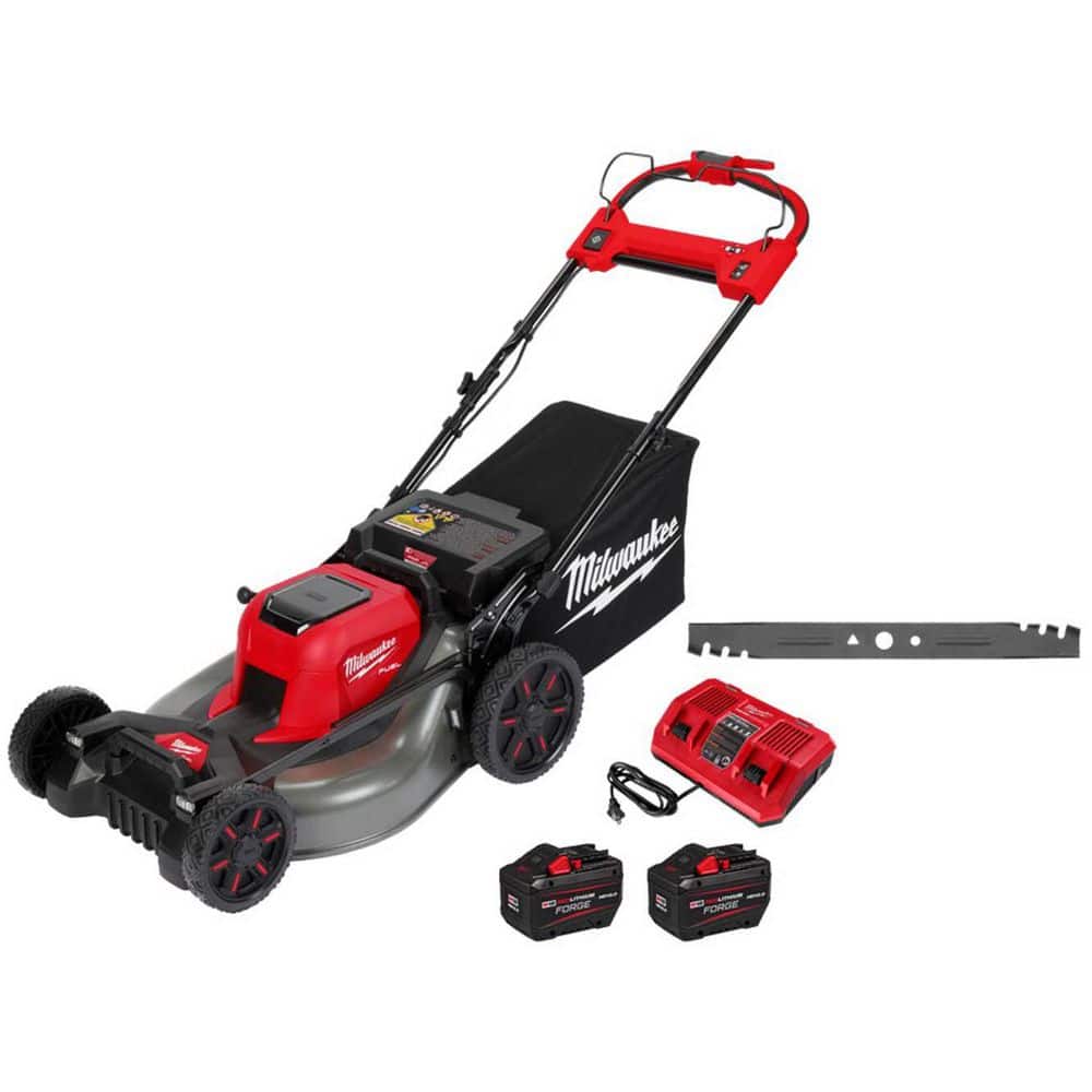 Milwaukee M18 FUEL Brushless Cordless 21 in. Walk Behind Dual Battery Self-Propelled Mower w/(2)12Ah Batteries & High Lift Blade