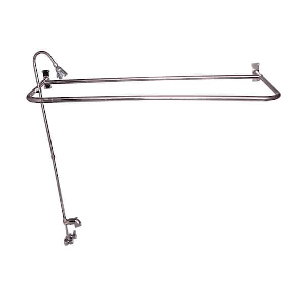Barclay Products 2-Handle Claw Foot Tub Faucet with Code Spout, Diverter, Riser, 54 in. D Shower Ring and Showerhead in Polished Nickel