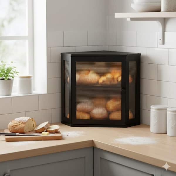 1 Piece Acrylic Wavy Door Panel Airtight Large Capacity Corner White Bread Box Food Storage Container Set