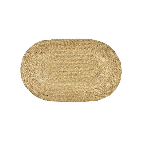 SPITIKO HOMES Spitiko Homes Natural 24x40 Oval Rug Hand Braided 100% Jute  Area Rug 2021-00013 - The Home Depot