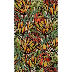 Green/Orange Exotic Protea Flower Print Non-Woven Non-Pasted Textured Wallpaper 57 sq. ft.