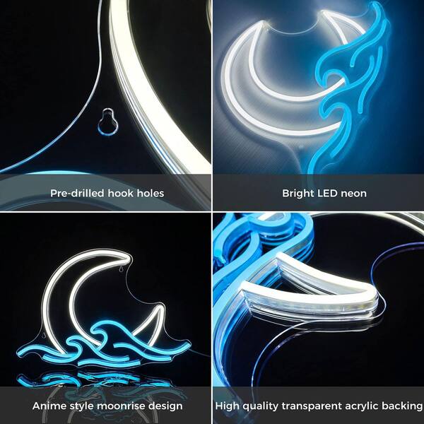 Afoxsos Sunrise Sunset Series Moon Wave Acrylic Neon Sign Anime