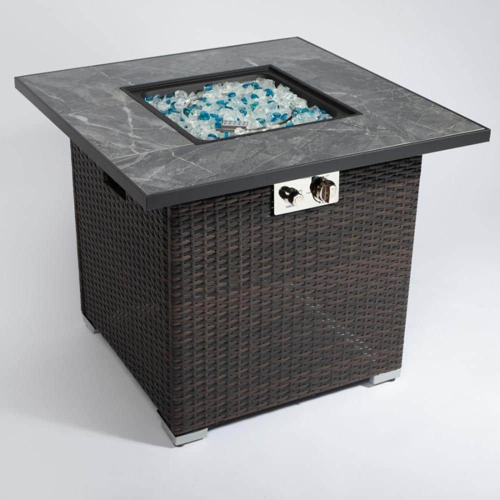 30 in. 50,000 BTU Square Steel Propane Gas Outdoor Fire Pit Table In Espresso,Tile Tabletop with Wicker Base price history on PriceWatchPro