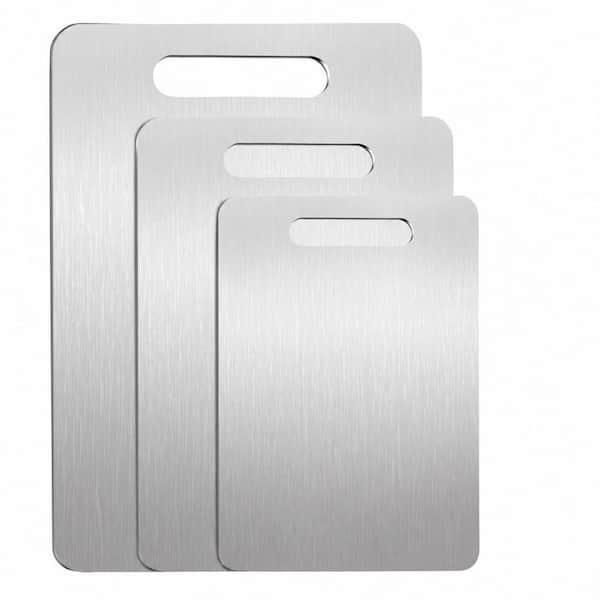 3-Piece 100% Pure Titanium Cutting Board Set for Kitchen, Double-Sided, Non-Toxic,Easy to Clean and Dishwasher Safe