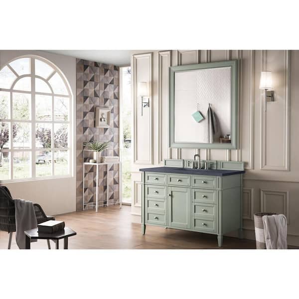 James Martin Vanities Brittany 48.0 in. W x 23.5 in. D x 34 in. H Bathroom Vanity in Sage Green with Charcoal Soapstone Quartz Top