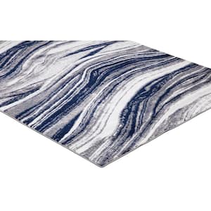 Jefferson Collection Marble Stripes Navy 3 ft. x 4 ft. Area Rug